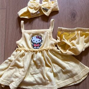 Hello Kitty Pale Yellow Dress Set with Bow Headband